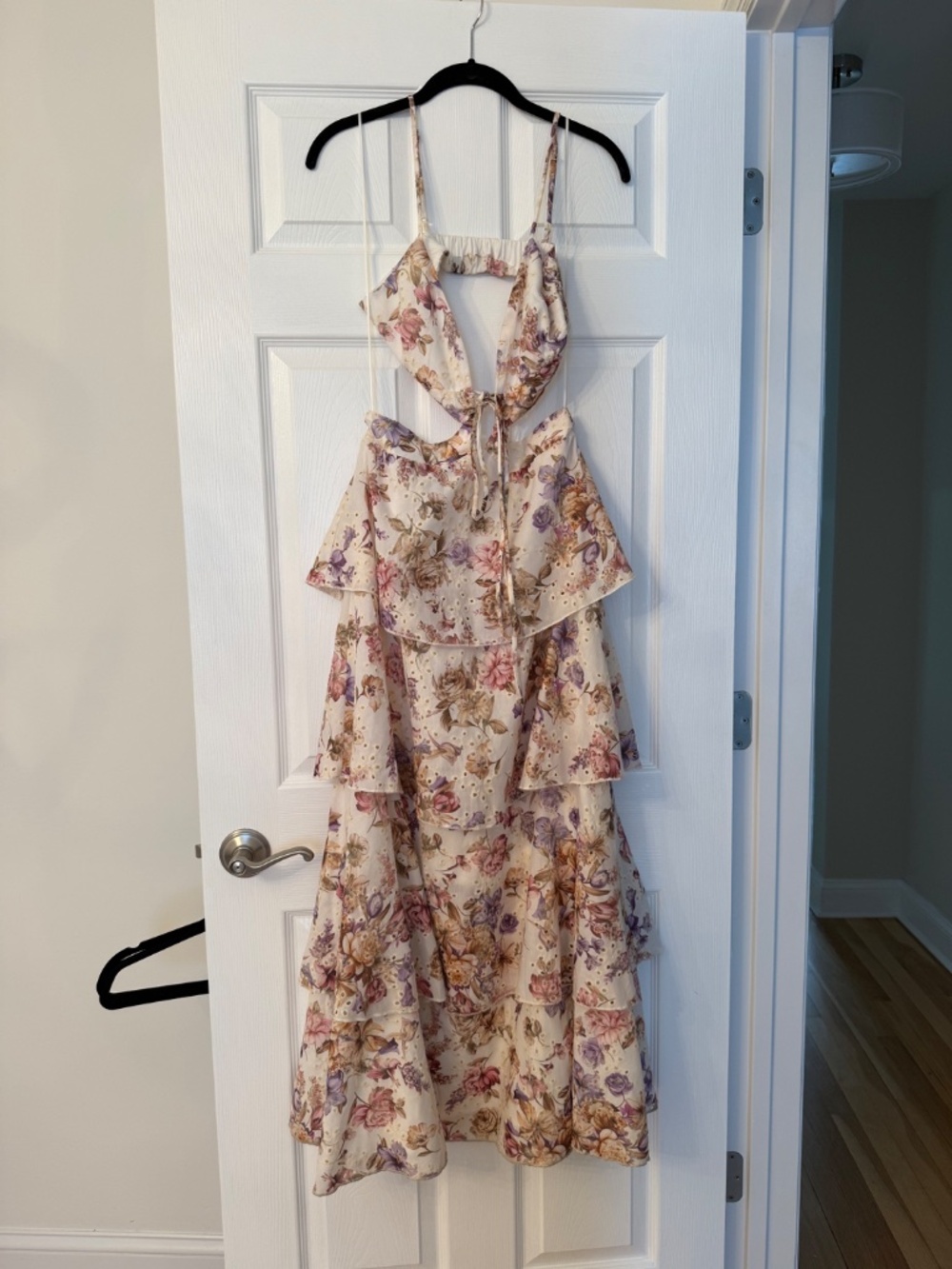 LINE AND DOT FLORET MAXI RUFFLE DRESS - Picture 3 of 6
